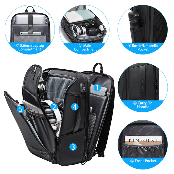 BANGE Travel Backpacks,Weekender Carry On Backpack Waterproof Men's Bu