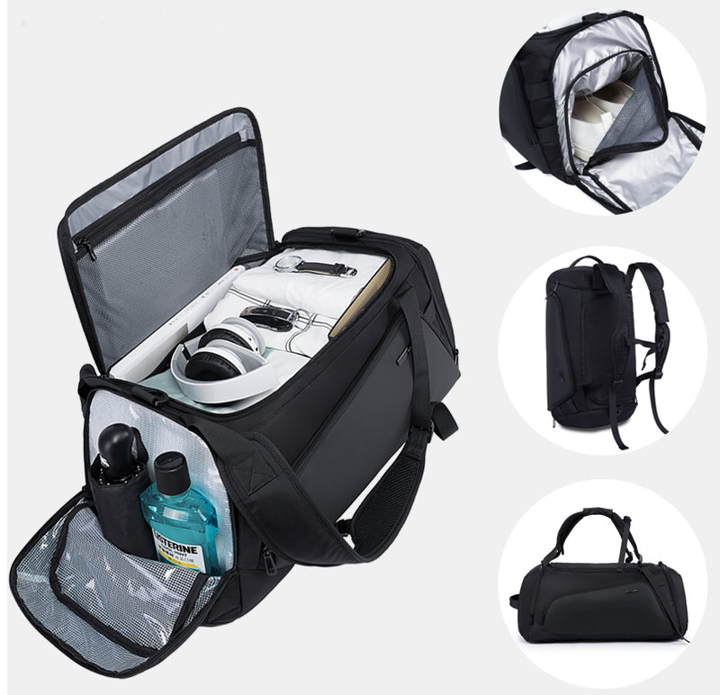 Multifunctional pockets: one main roomy compartment to keep essentials, one inner zipper mesh pocket for your towel socks or other gym essentials,two inner pockets for your wallet ,cellphone,etc.And it features a side access shoe compartment, separating shoes or other items from the main bag.In addition,behind the gym bags,it comes with 1 waterproof zipper pocket behind it for separating some wet clothes or towels.