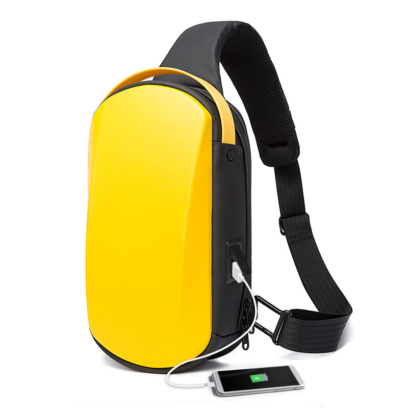 BANGE Sling Bag Waterproof Shell Crossbody Bag Backpack for Men with USB Charging Port