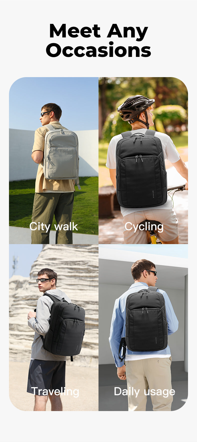 BANGE New Travel Waterproof Soft Lightweight Student Casual Bag Men Laptop Backpack