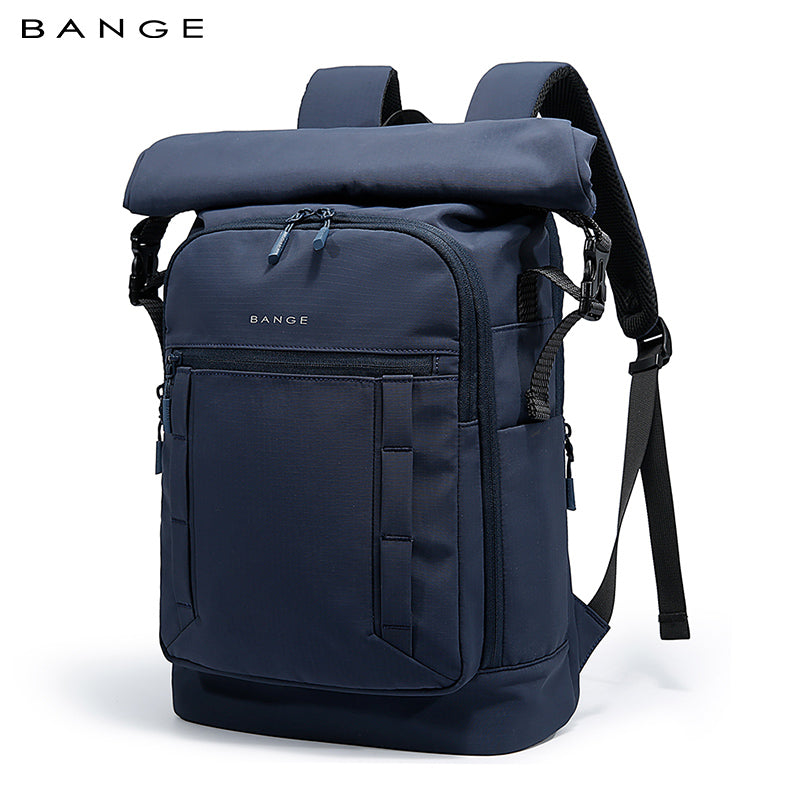 BANGE Expandable Roll Top Backpack Waterproof Lightweight School Travel Bag with Laptop Compartments, Blue