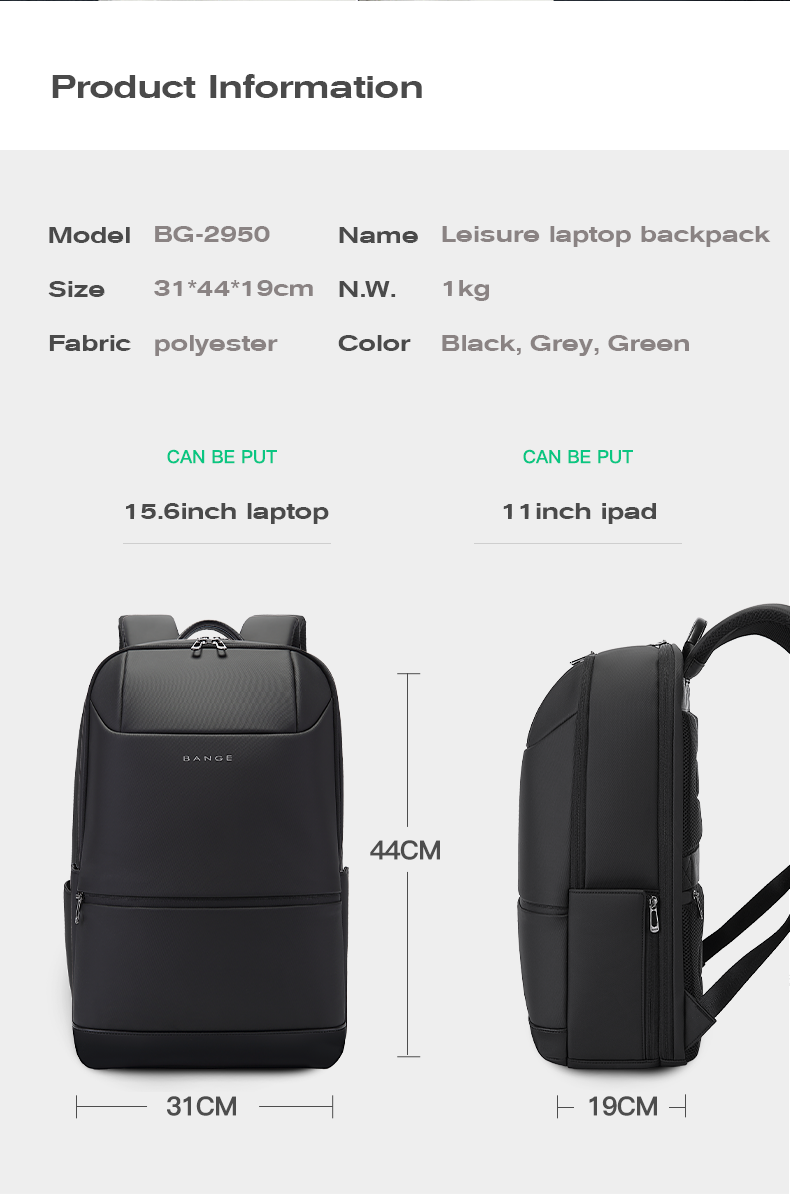BANGE Best Carry-on Breathable Waterproof & Scratch-resistant Business Travel Commute Backpack