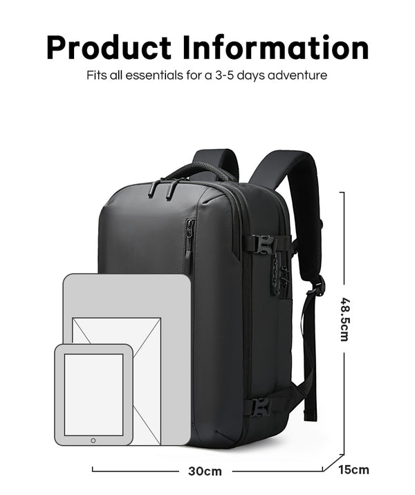 BANGE Large Capacity Vacuum Compression Travel Backpack with Dedicated 15.6inch Laptop compartment