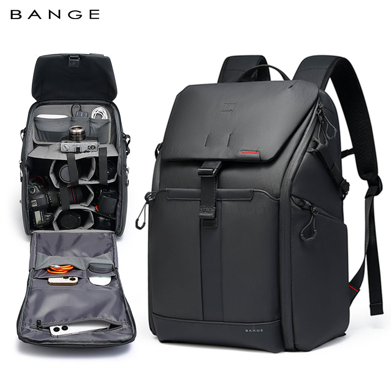 backpack for camera gear and laptop BANGE Convertible Waterproof Daily & Camera Gear Backpack with Luggage Trolley Sleeve