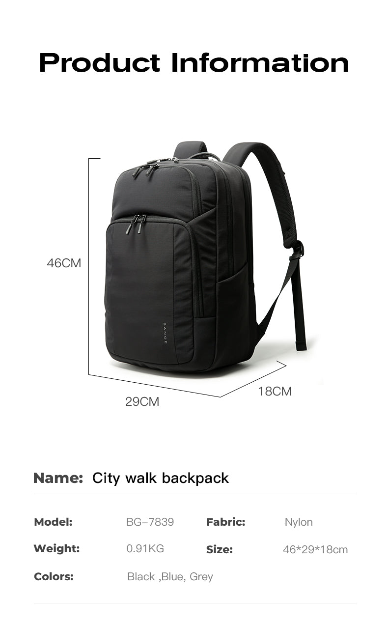 BANGE New Travel Waterproof Soft Lightweight Student Casual Bag Men Laptop Backpack