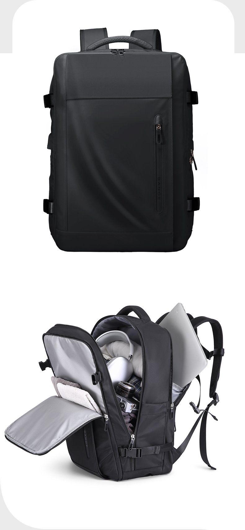 BANGE Hot Selling Ernogomic Waterproof School Business Travel Backpack with USB Port