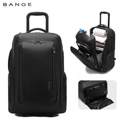 BANGE MultiFunctional Ergonomic 50L Large Capacity 2-in-1 Wheeled Backpack Trolley for Travel, Gray