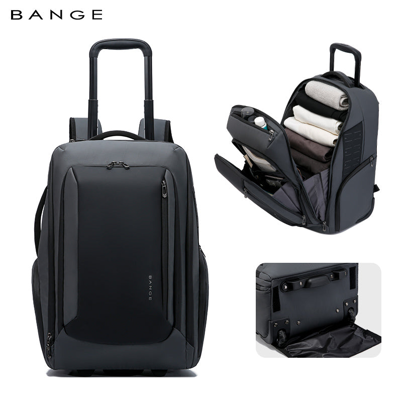 BANGE MultiFunctional Ergonomic 50L Large Capacity 2-in-1 Wheeled Backpack Trolley for Travel