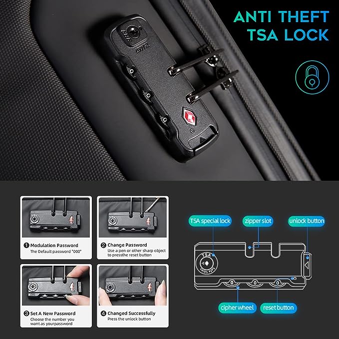 BANGE Anti Theft Backpack with USB charging Port Lightweight Business BANGE bag