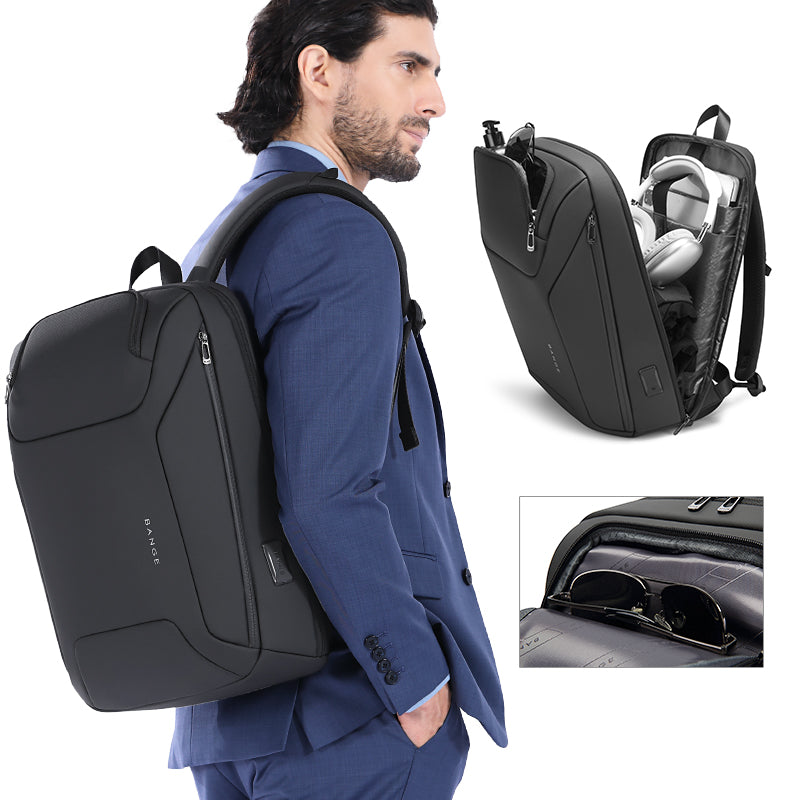 black laptop backpack fashion BANGE Minimalist Commute Business Backpack USB Port – BANGE bag