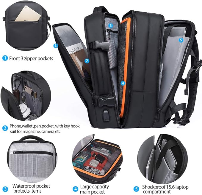 backpack for men travel BANGE Weekender Carry-on Backpack,45L Expandable Travel Backpacks for – BANGE bag