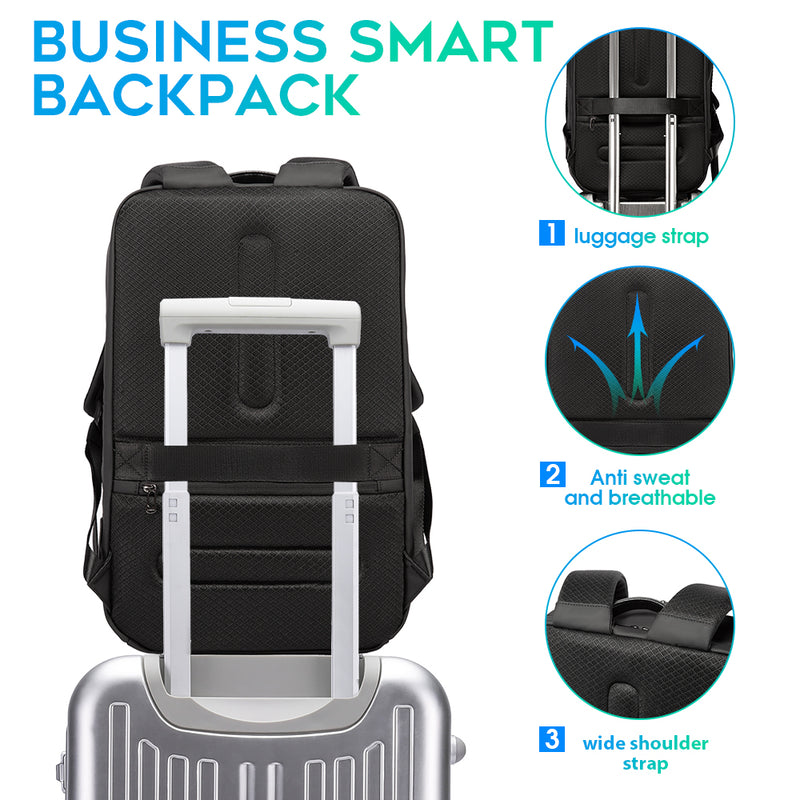 BANGE Smart Business Laptop Backpack Waterproof can fit 15.6-17.3 Inch Laptop with 3.0 USB charging port for men and women