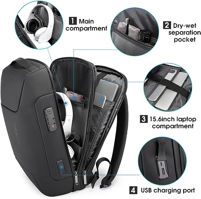 business waterproof anti theft smart laptop backpack BANGE Anti Theft Backpack with USB charging Port,Lightweight Business – BANGE bag