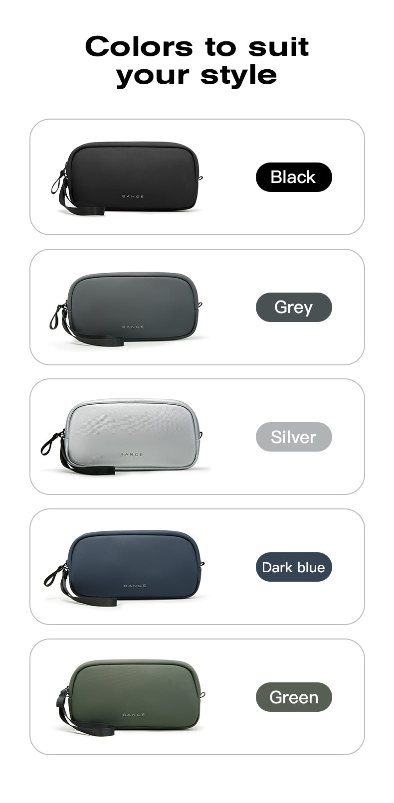 BANGE Portable Waterproof Tech Storage Bag for Travel & Commute