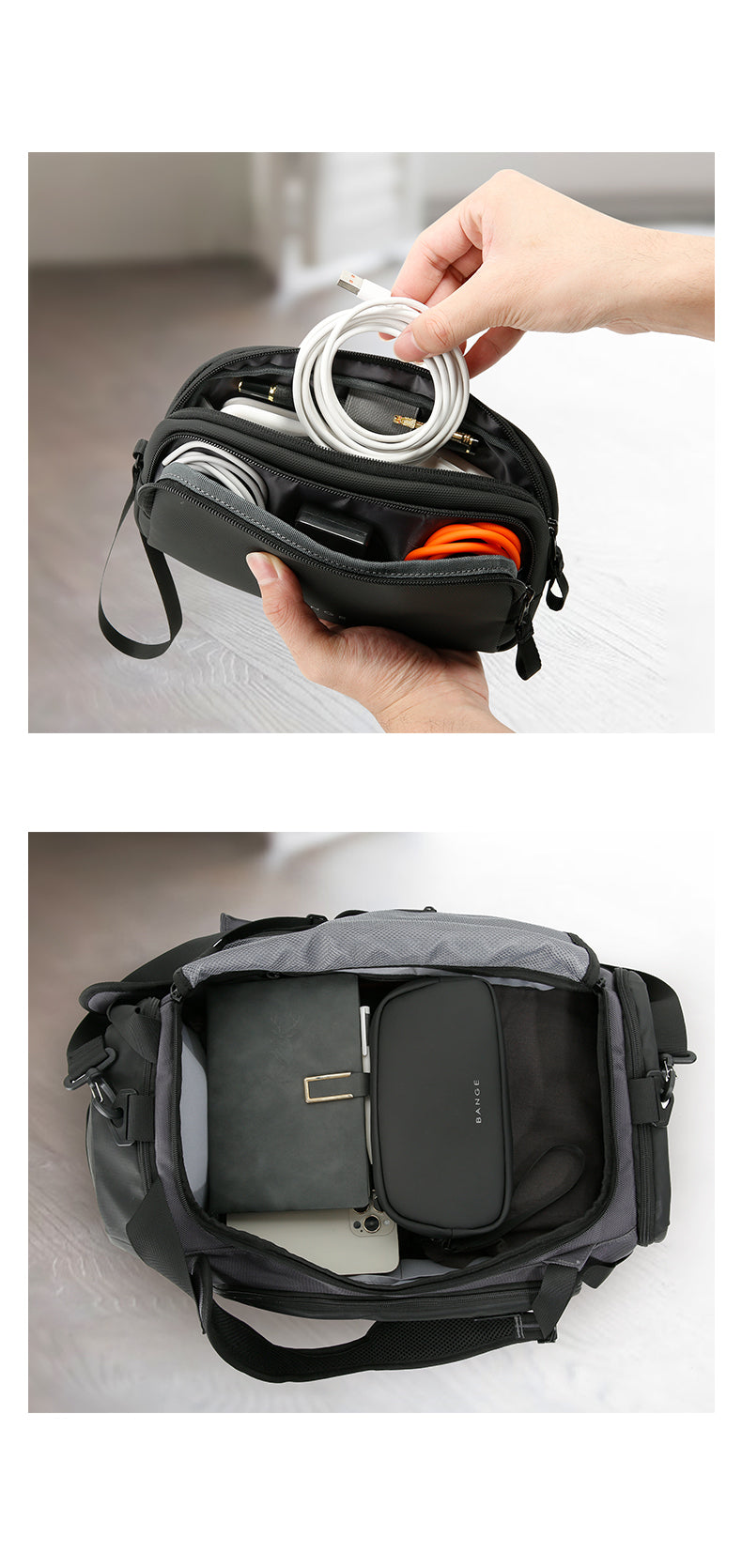 BANGE Minimalist Dual-Layer Waterproof & Tangle-Free Cable Organizer