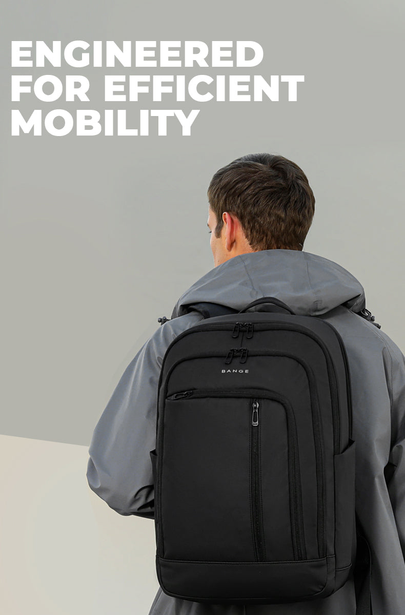 BANGE Water-resistant Business Travel Backpack with Padded Laptop Compartment Ergonomic College School Bag for Teens