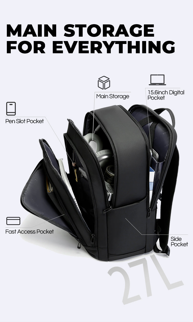 BANGE Water-resistant Business Travel Backpack with Padded Laptop Compartment Ergonomic College School Bag for Teens