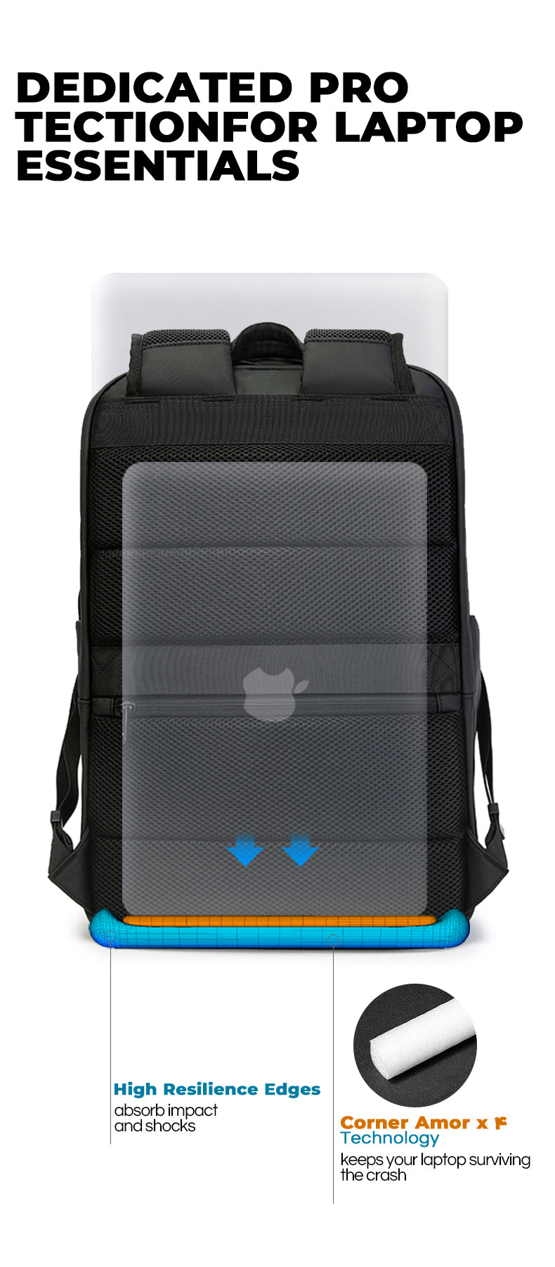 BANGE Water-resistant Business Travel Backpack with Padded Laptop Compartment Ergonomic College School Bag for Teens