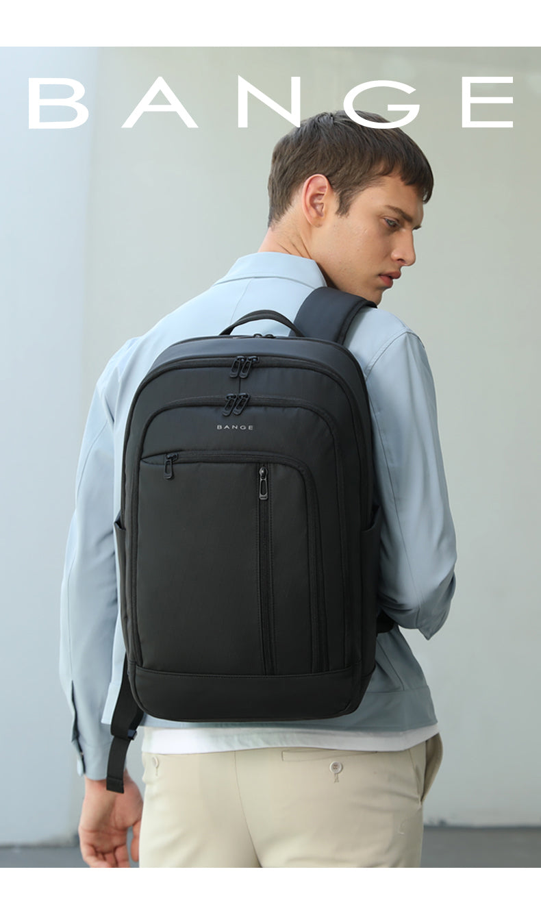 BANGE Water-resistant Business Travel Backpack with Padded Laptop Compartment Ergonomic College School Bag for Teens