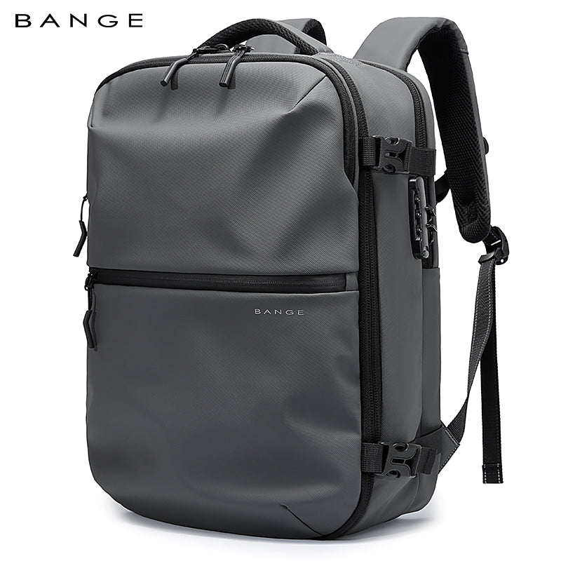 backpack travel school BANGE Smart Storage Vacuum Compression Business Travel Backpack with Anti-theft Lock, Gray