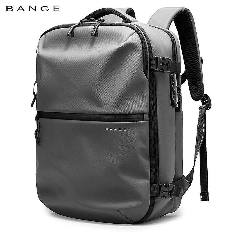 BANGE Smart Storage Vacuum Compression Business Travel Backpack with Anti-theft Lock, Gray