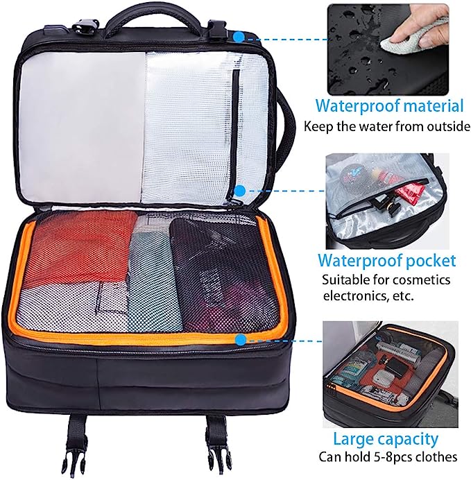 BANGE Weekender Carry-on Backpack,45L Expandable Travel Backpacks for Airplanes,Convertible Backpack Briefcase for Traveling,Water Resistant 17.3” Laptop Backpack for Men & Women…