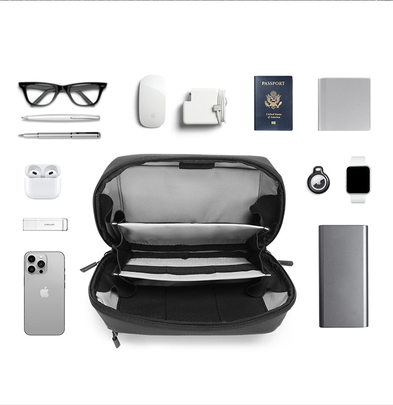 BANGE Ultimate Tech Pouch & Cable Organizer: Tangle-Free, Water-Resistant, Instant Access