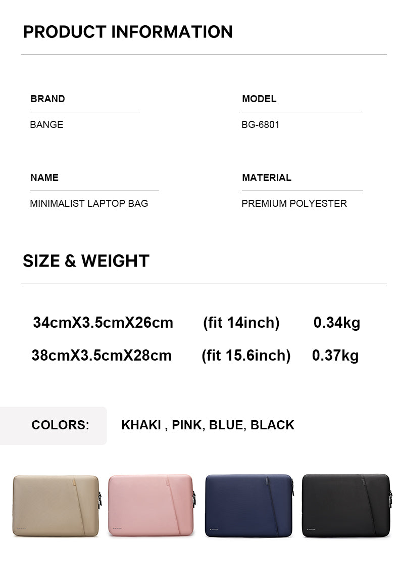 BANGE Hot Selling Waterproof Computer Bag Men Business Style Laptop Briefcase Sleeve case Tablet Bag