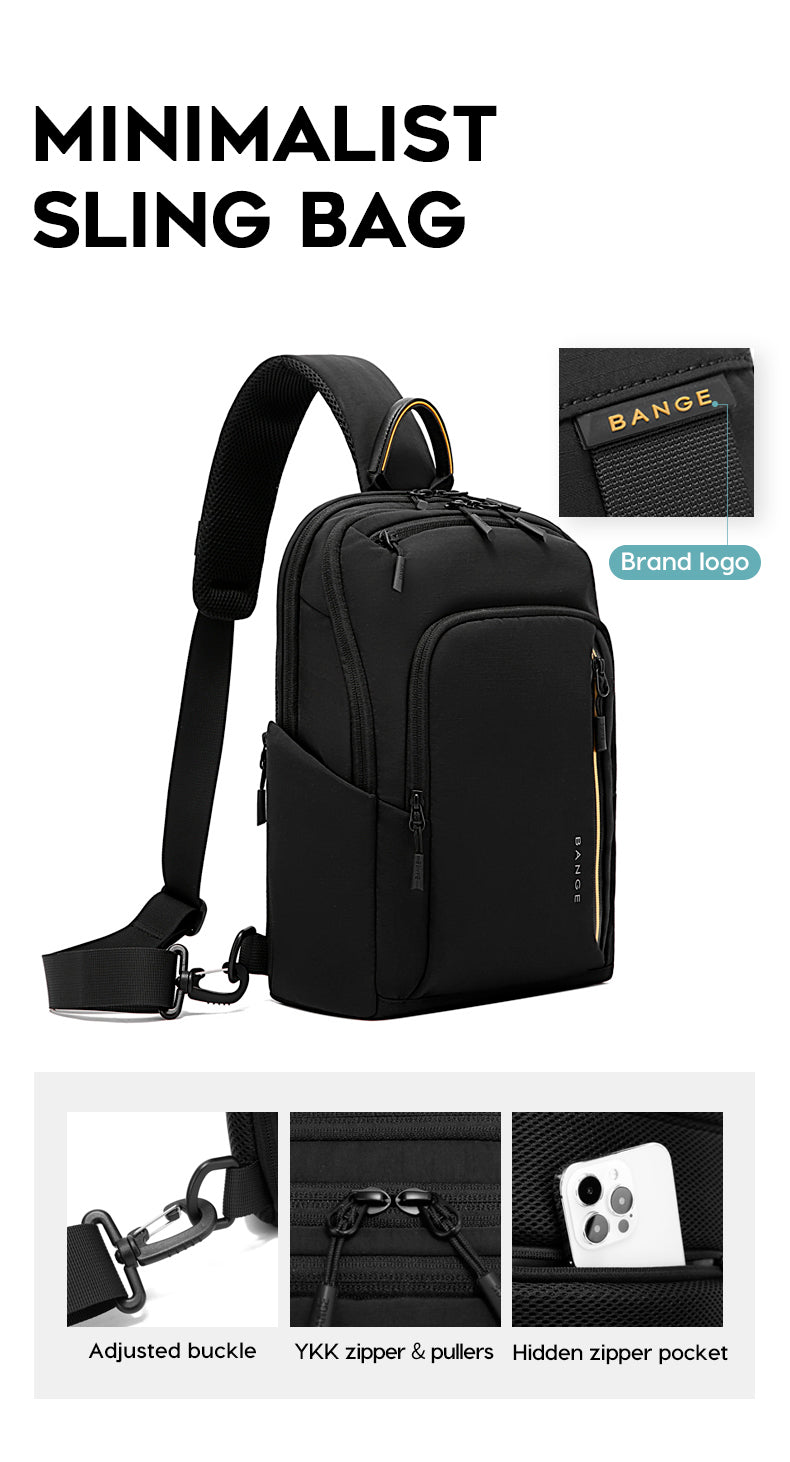 BANGE Waterproof & Breathable Minimalist 8L Crossbody Chest Bag for Everyday Use