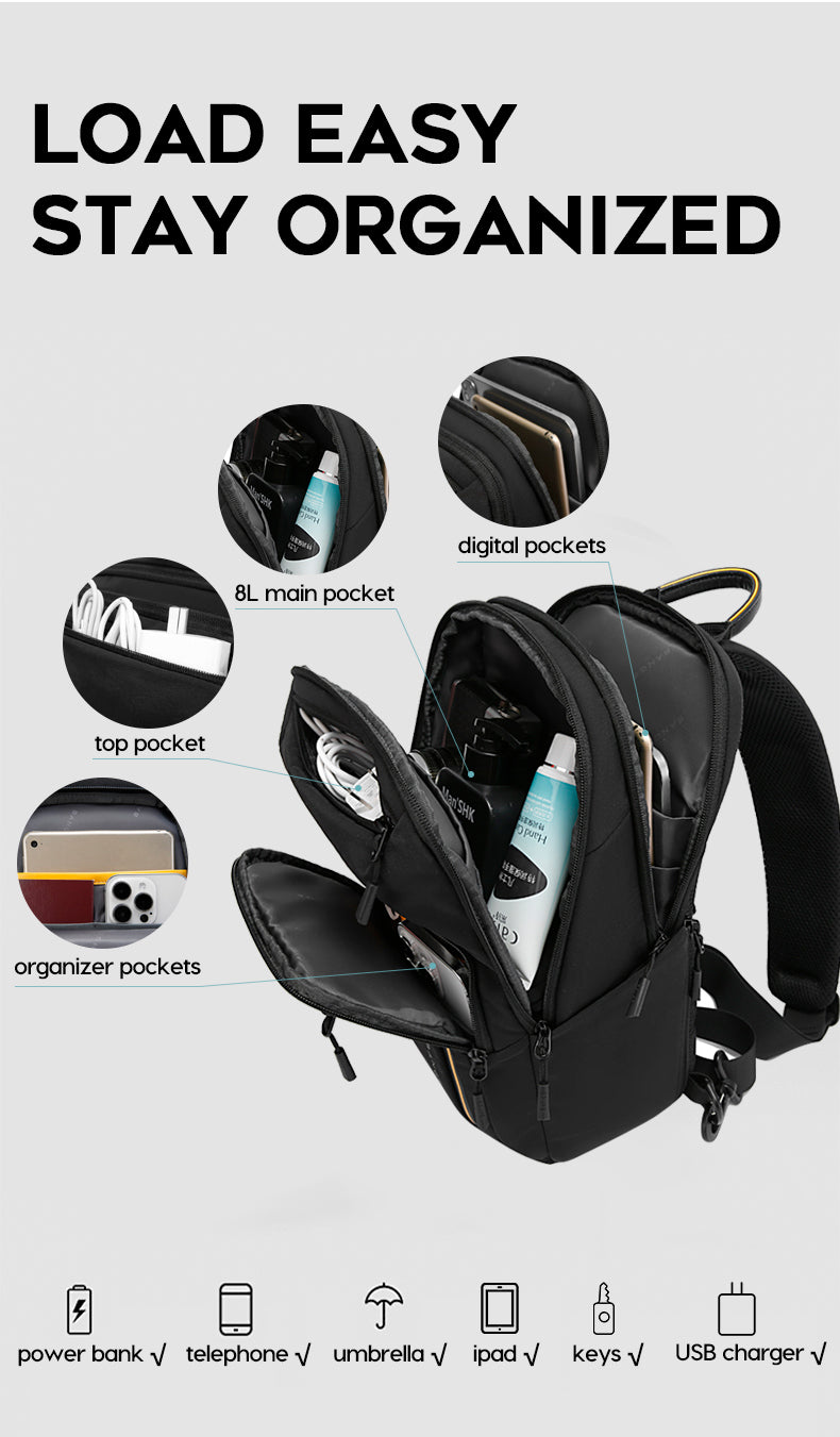 BANGE Waterproof & Breathable Minimalist 8L Crossbody Chest Bag for Everyday Use