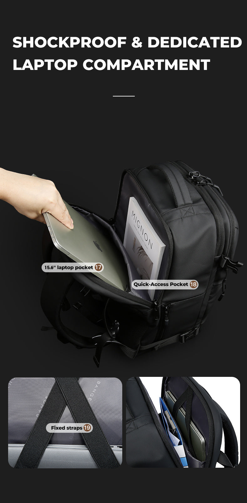 BANGE Multifunctional Waterproof Anti-theft  Backpack for Travel/School/Commuting
