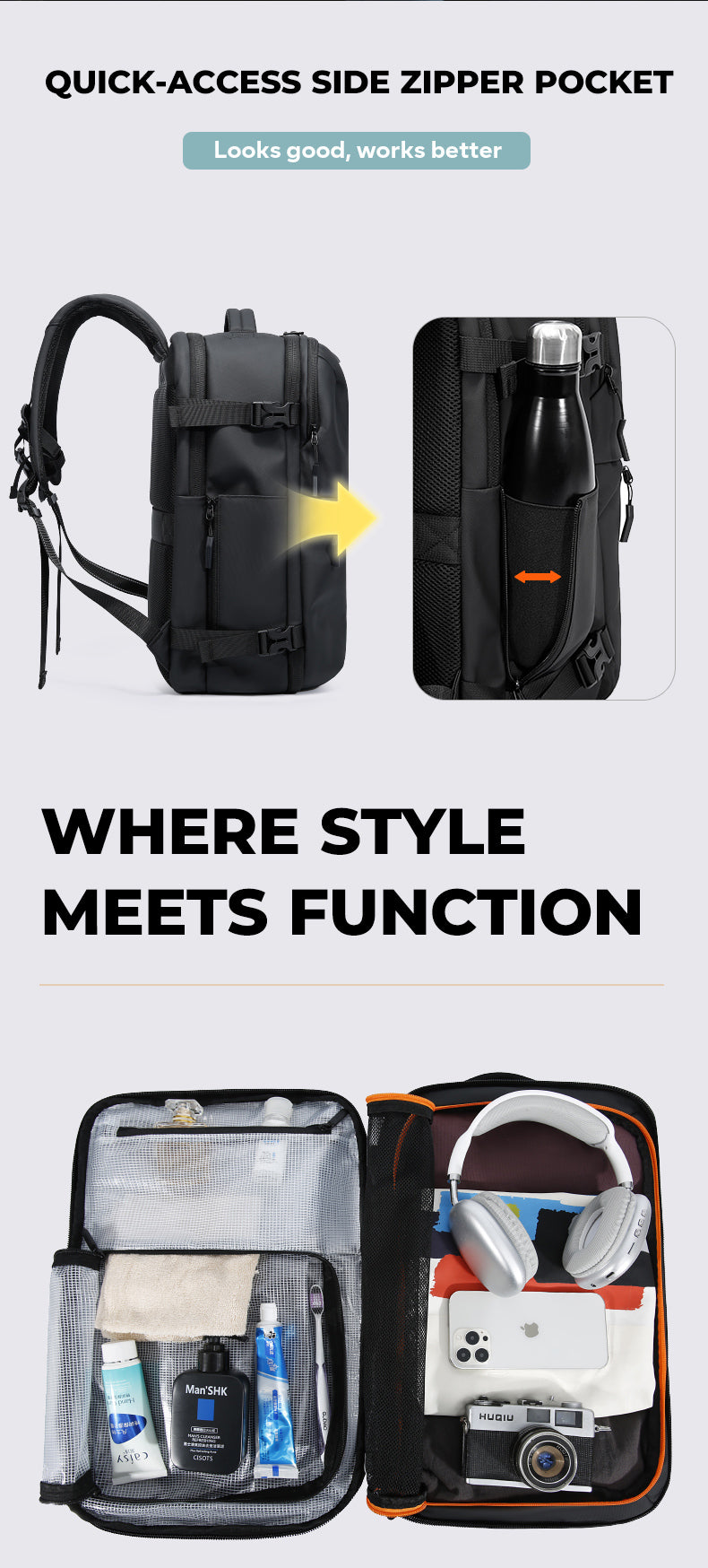 BANGE Multifunctional Waterproof Anti-theft  Backpack for Travel/School/Commuting
