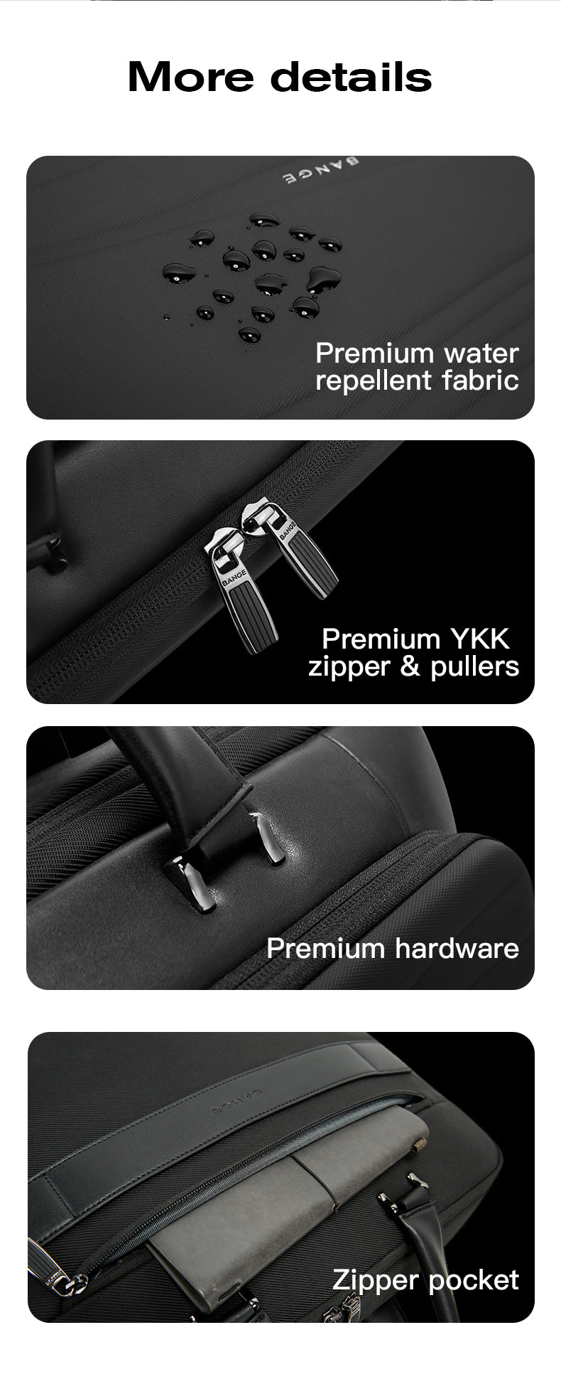 BANGE Fashion High-Quality Water-resistant Briefcase Laptop Bag for Commute & Business Travel