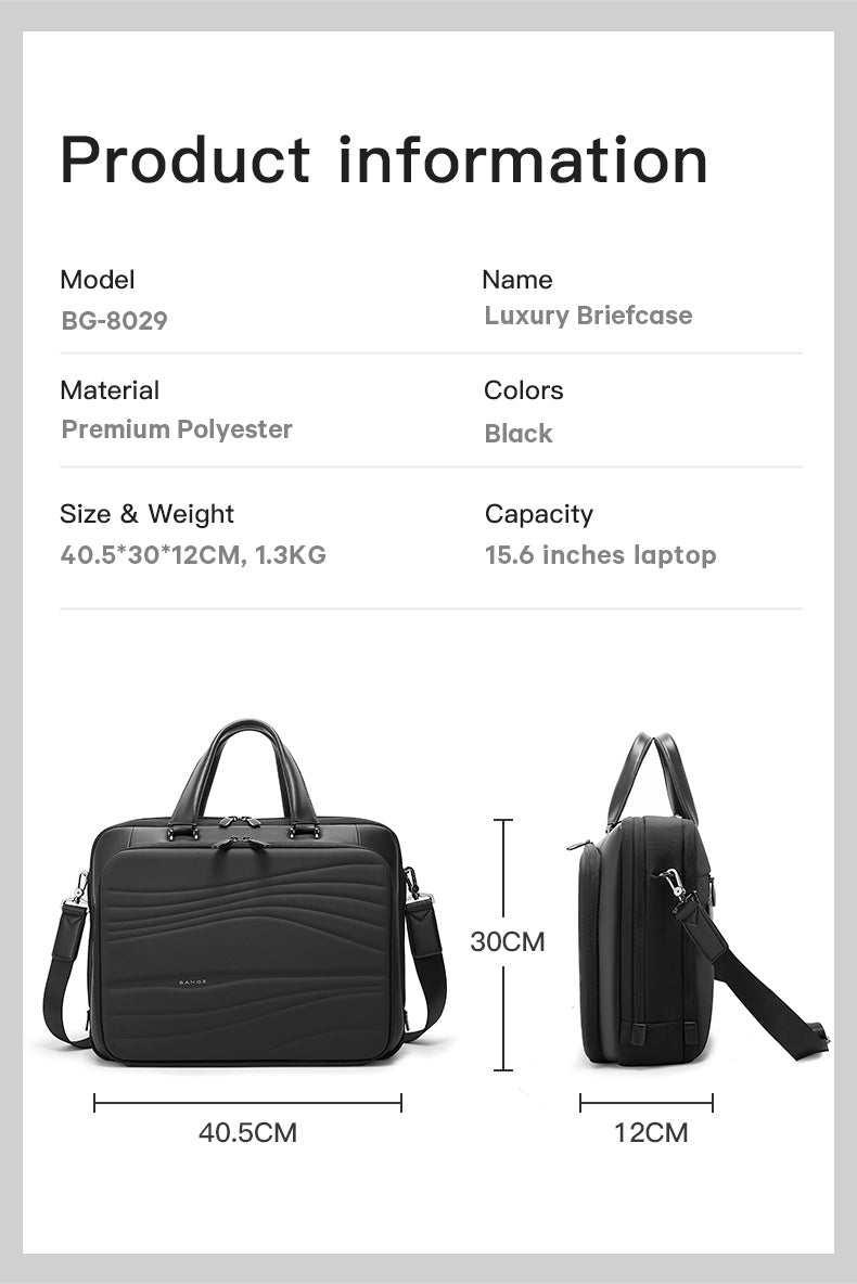 BANGE Fashion High-Quality Water-resistant Briefcase Laptop Bag for Commute & Business Travel