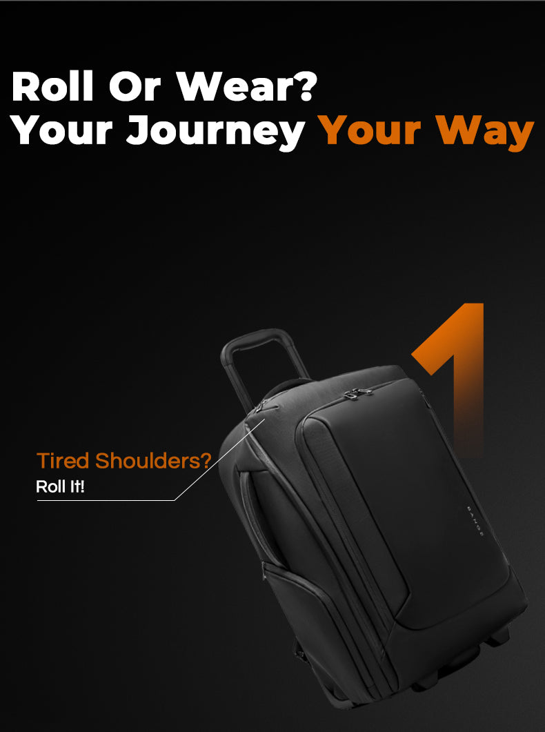 BANGE MultiFunctional Ergonomic 50L Large Capacity 2-in-1 Wheeled Backpack Trolley for Travel
