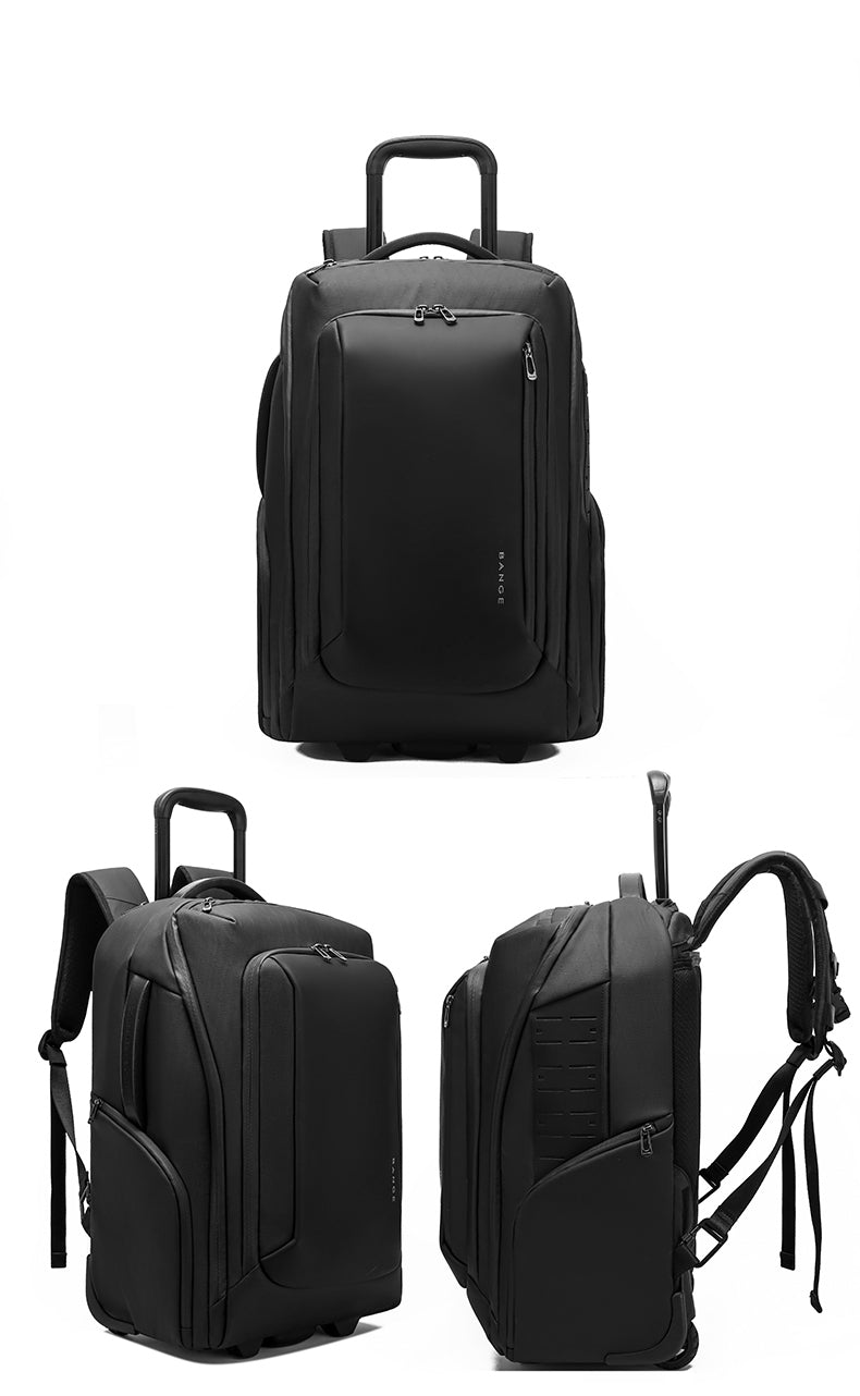 BANGE MultiFunctional Ergonomic 50L Large Capacity 2-in-1 Wheeled Backpack Trolley for Travel