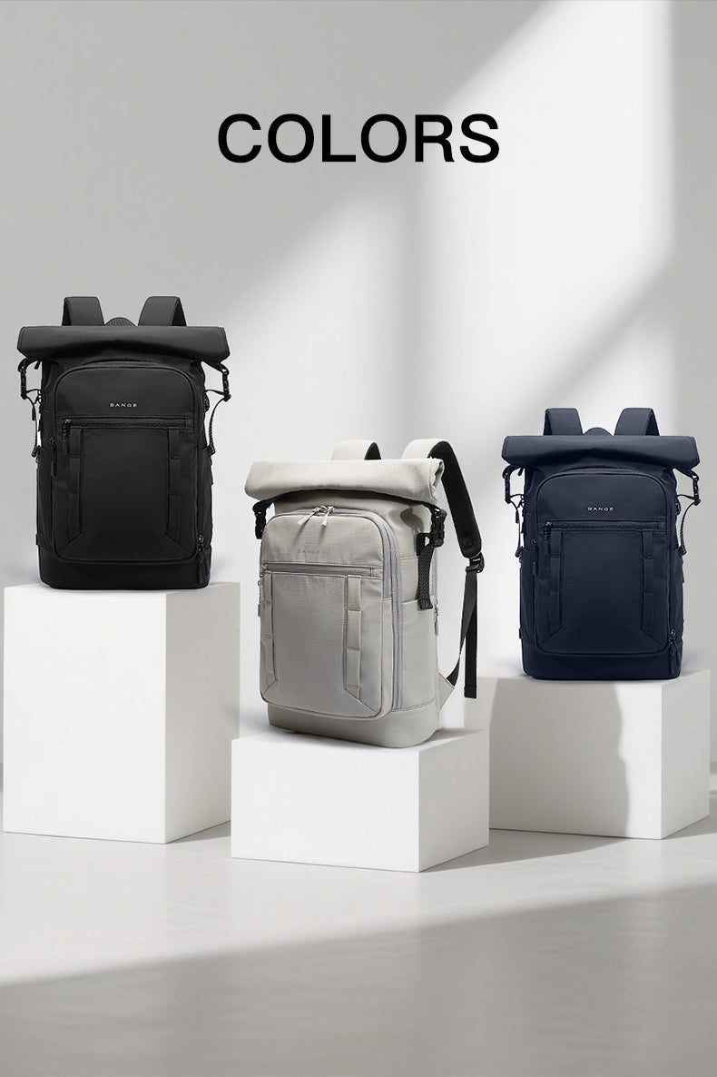BANGE Expandable Roll Top Backpack Waterproof Lightweight School Travel Bag with Laptop Compartments
