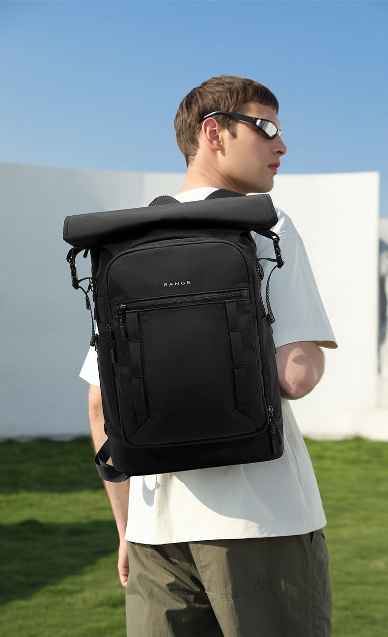 BANGE Expandable Roll Top Backpack Waterproof Lightweight School Travel Bag with Laptop Compartments