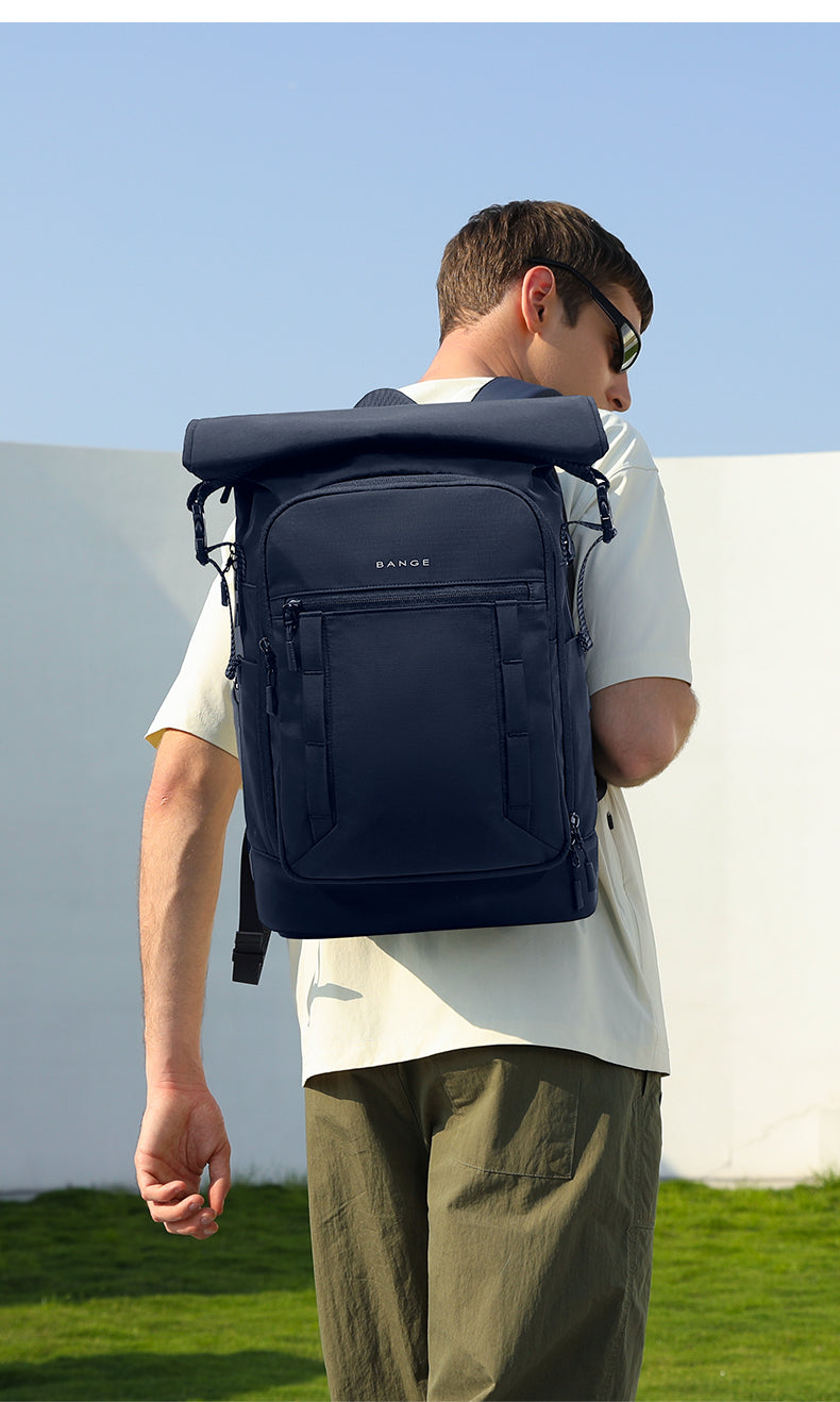 BANGE Expandable Roll Top Backpack Waterproof Lightweight School Travel Bag with Laptop Compartments