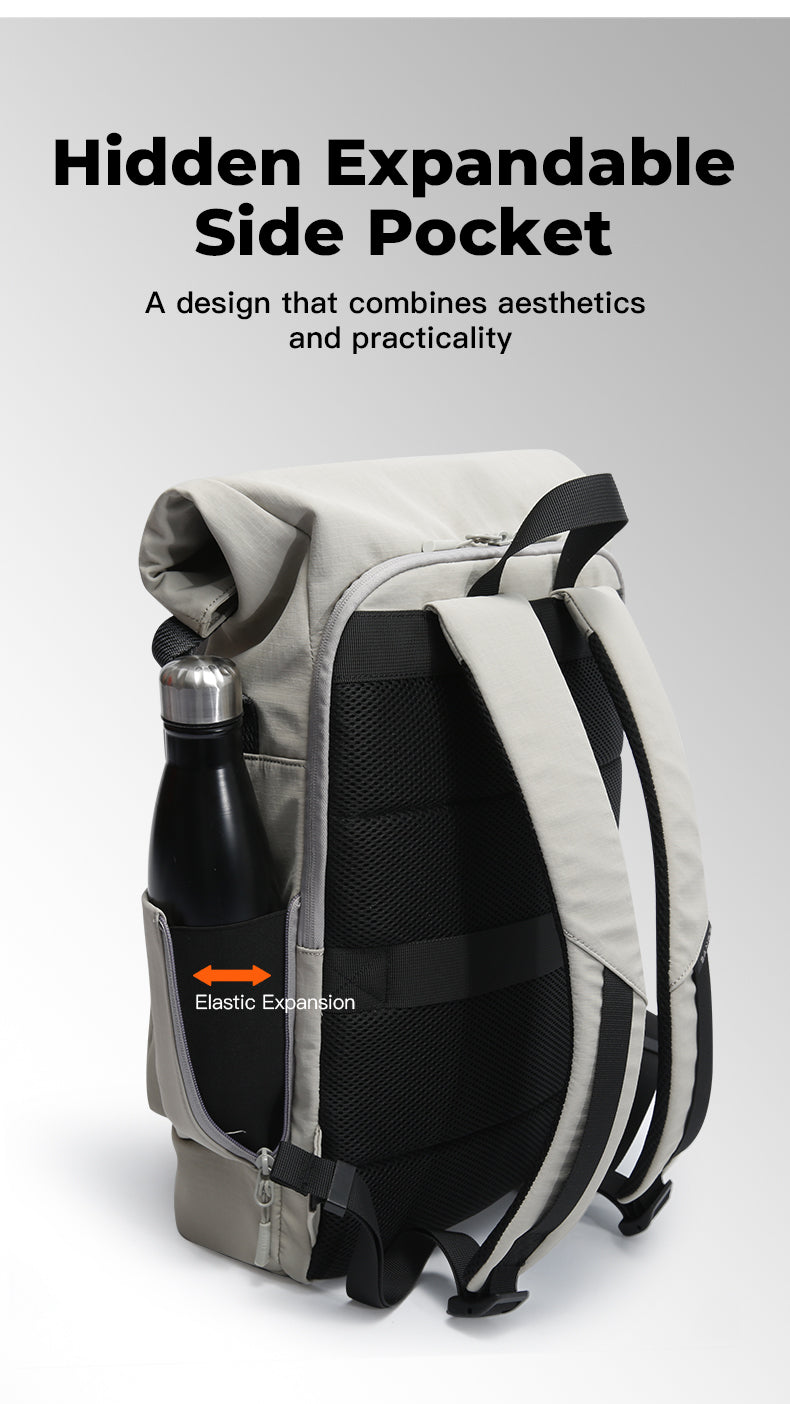 BANGE Expandable Roll Top Backpack Waterproof Lightweight School Travel Bag with Laptop Compartments