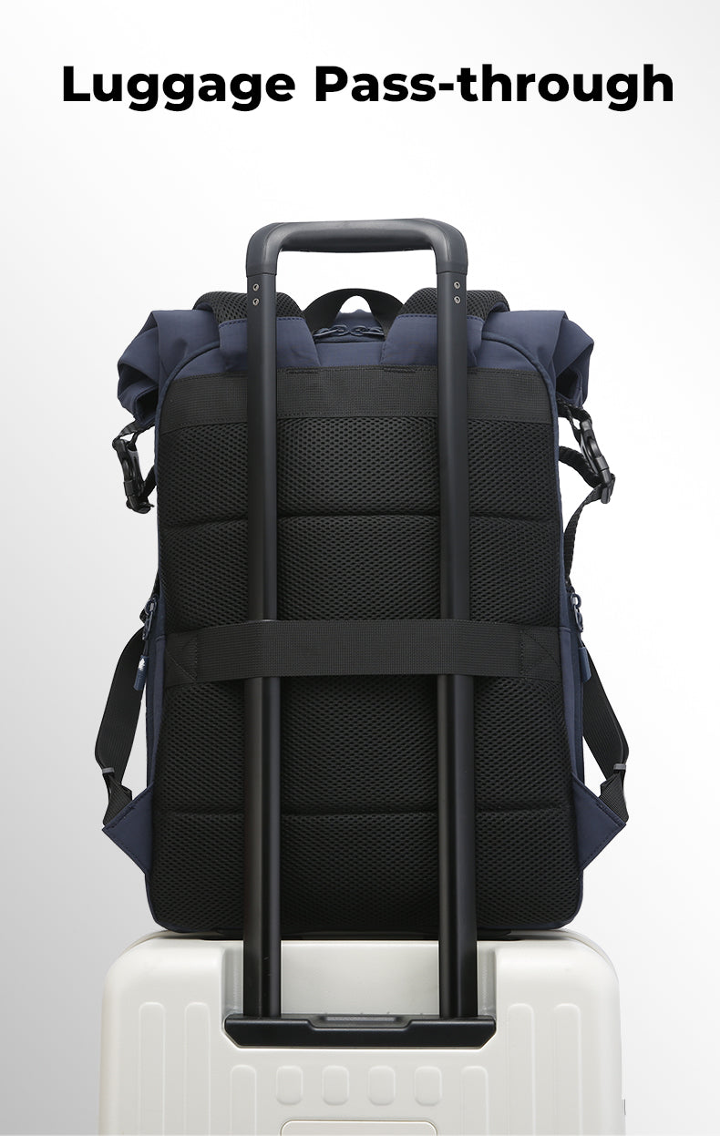 BANGE Expandable Roll Top Backpack Waterproof Lightweight School Travel Bag with Laptop Compartments