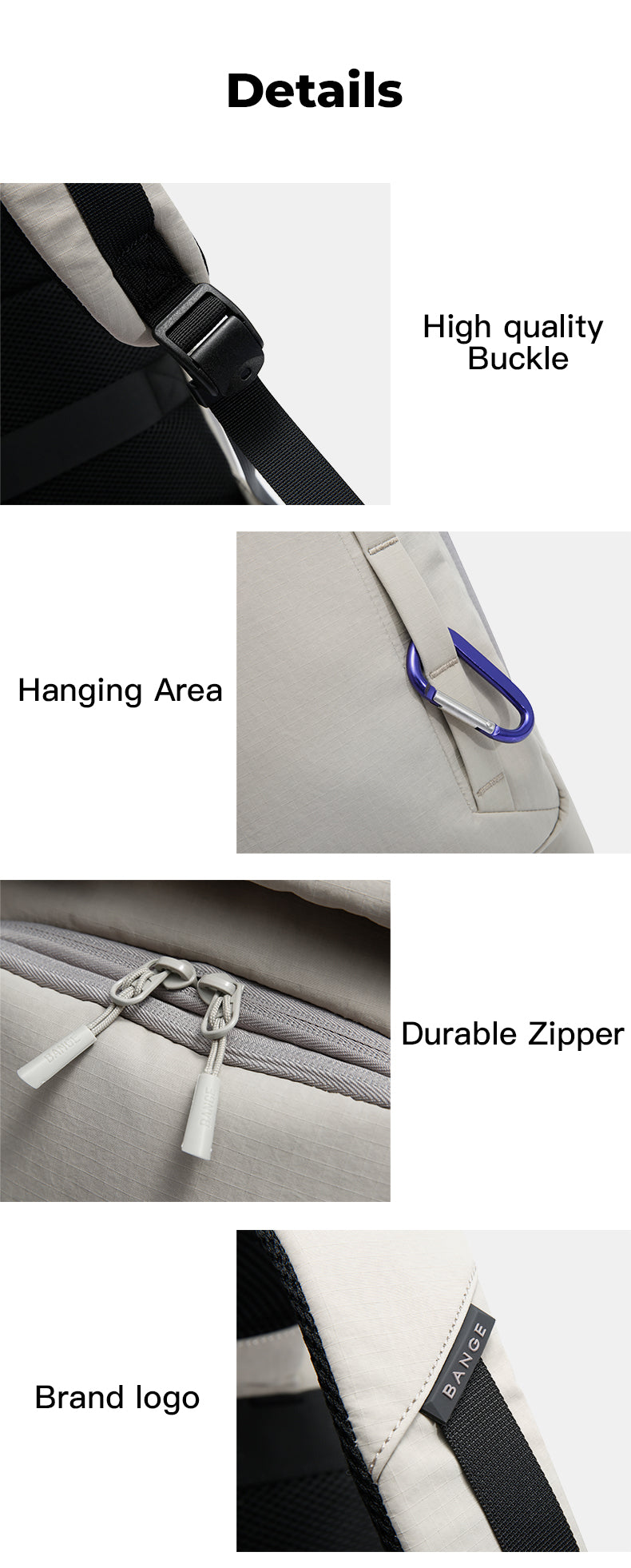 BANGE Expandable Roll Top Backpack Waterproof Lightweight School Travel Bag with Laptop Compartments