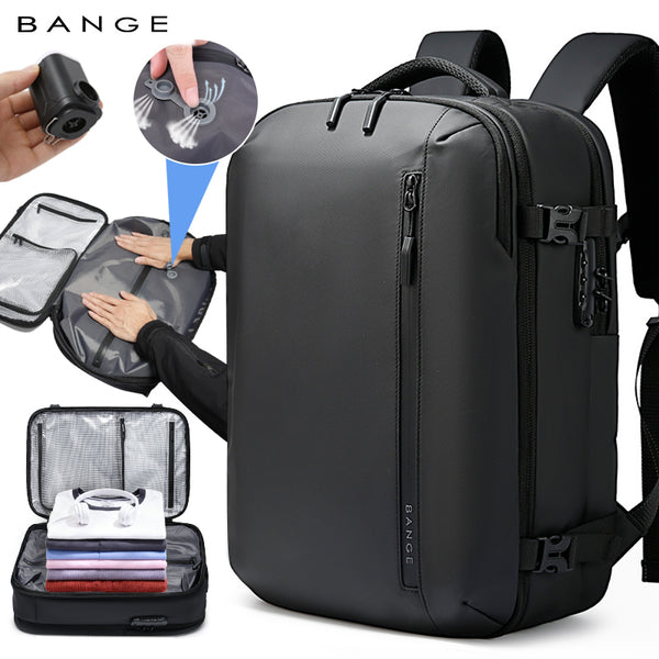 BANGE Large Capacity Vacuum Compression Travel Backpack with Dedicated 15.6inch Laptop compartment