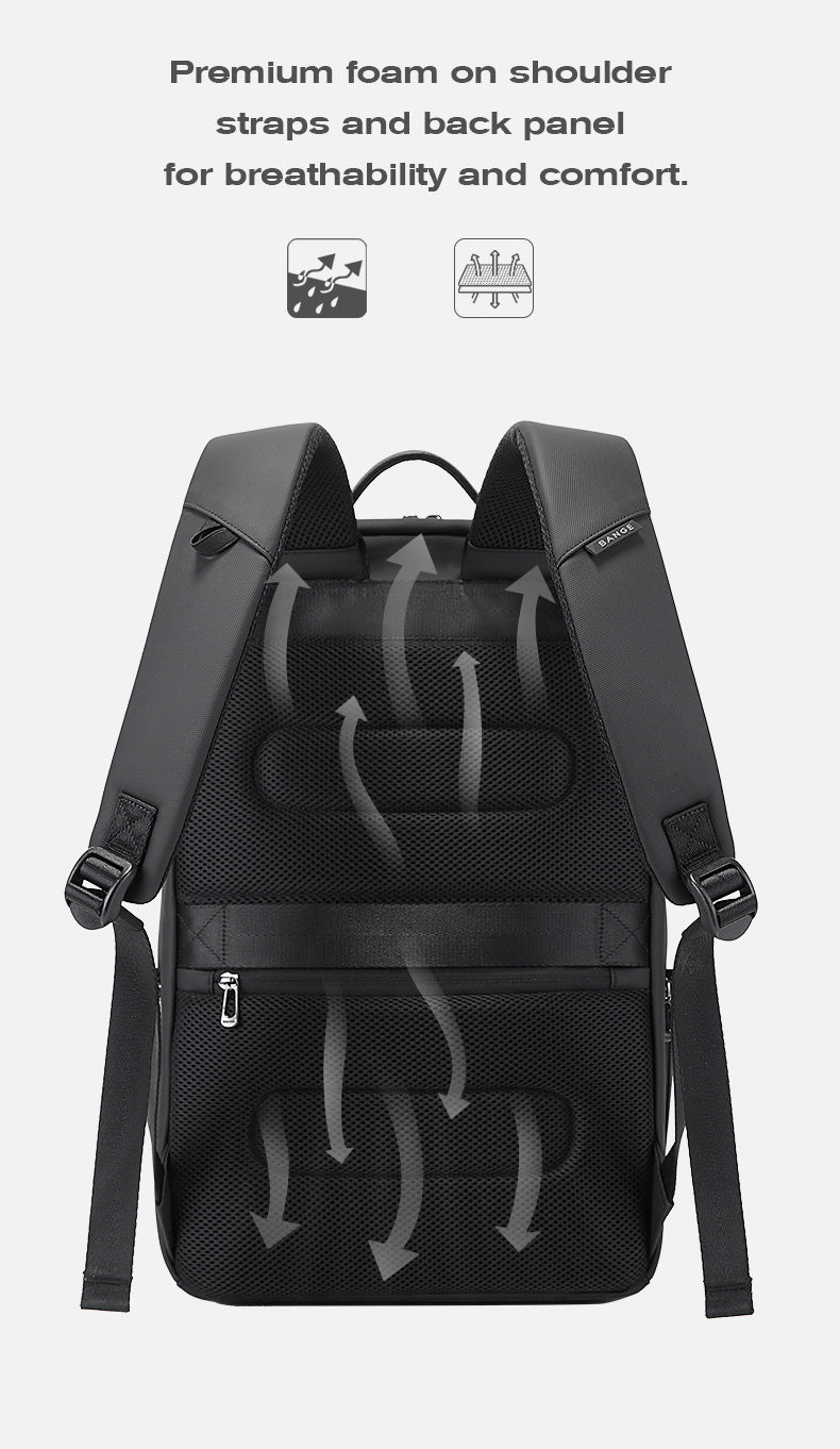 BANGE Stylish Waterproof and Scratch-proof Commute Business Travel Laptop Backpack