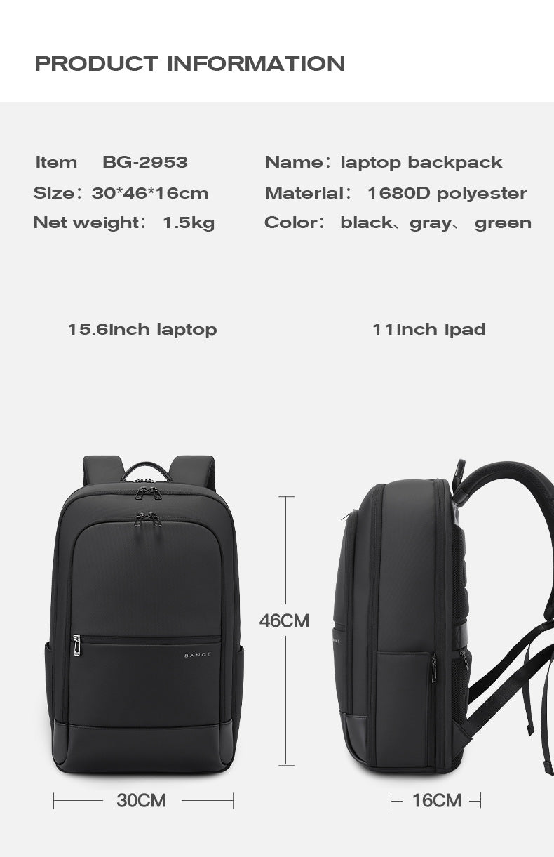BANGE Stylish Waterproof and Scratch-proof Commute Business Travel Laptop Backpack