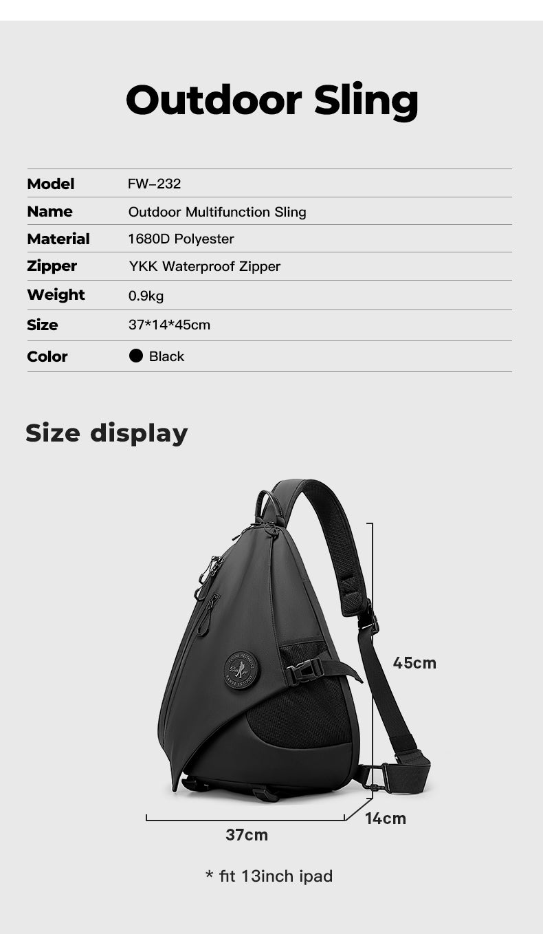 BANGE New Multifunctional  Waterproof Crossbody Bag for Hiking & Travel
