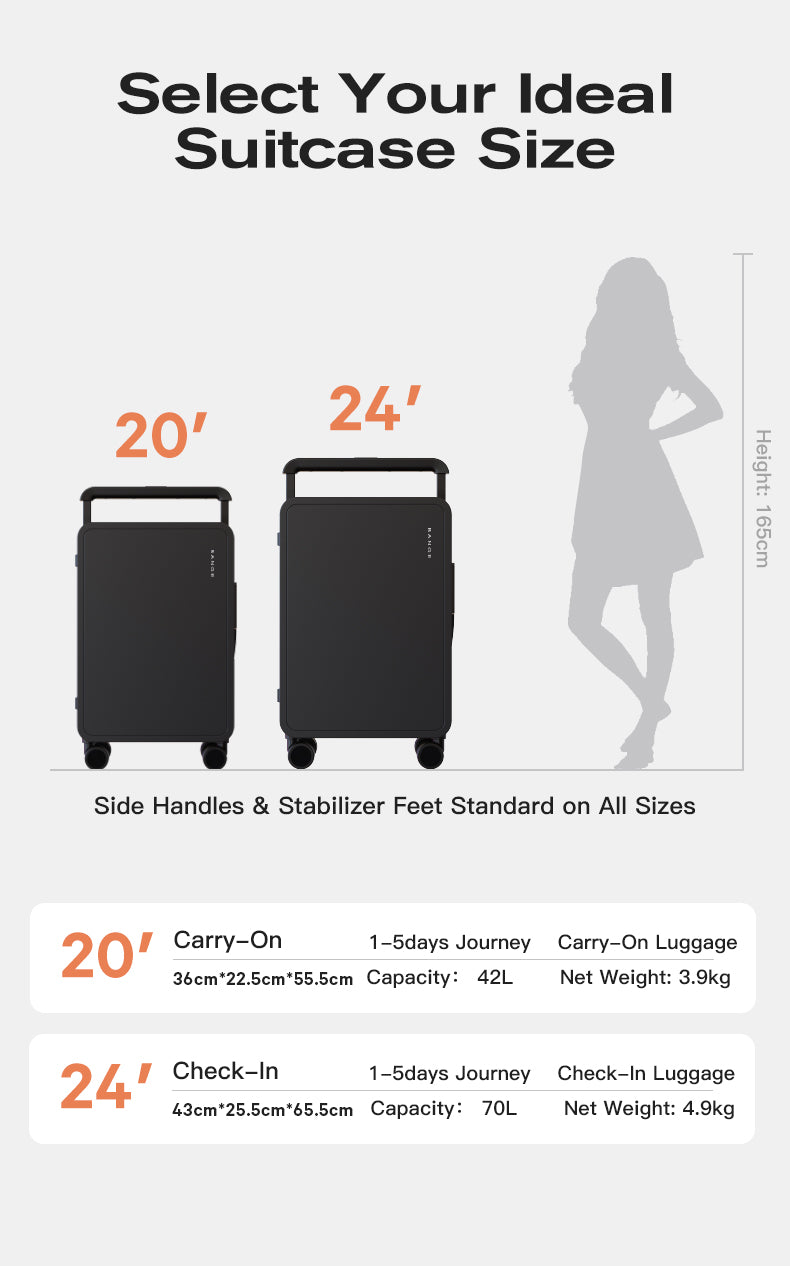 BANGE Stylish 20inch Anti-theft Carry-on Suitcase Luggage for Business Travel