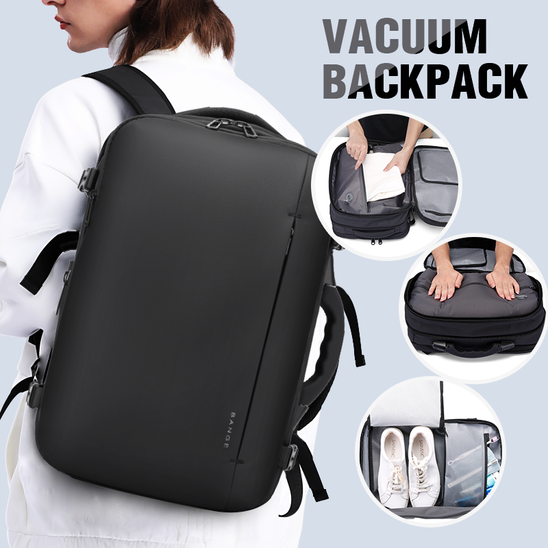 BANGE Hot Sell New Arrival 50L USB TSA Lock Weight Handle Waterproof Men Vacuum Compression Laptop Backpack