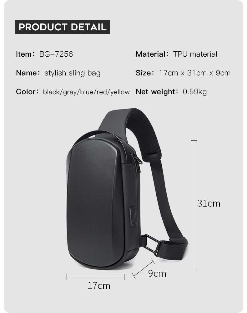 Details of sling bag for men 