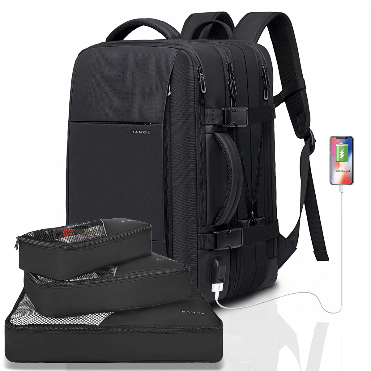 bange 35l travel backpack Backpack, Carry On Durable Convertible Duffle Bag Fit for 17Inch Laptop for Men and Women The shoulder and handle x-brnd-clas:Mono Brand Leather Backpack Bag Men Size:5000 w/ Power Handle